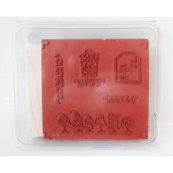 5 Vintage Rubber Stamp Birthday Bakery Stampin Up For You Desserts Present - Picture 2 of 2